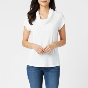 INC International Concepts White Cowl Neck Top Large